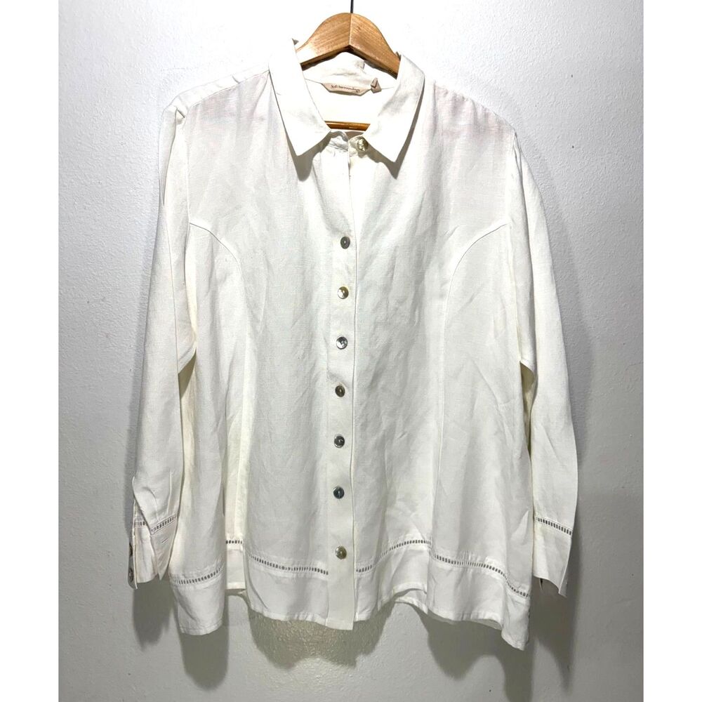 Soft Surrounding button up shirt tropical vacation resort wear comfy women 2X